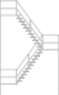 The elevation view of interior stairs