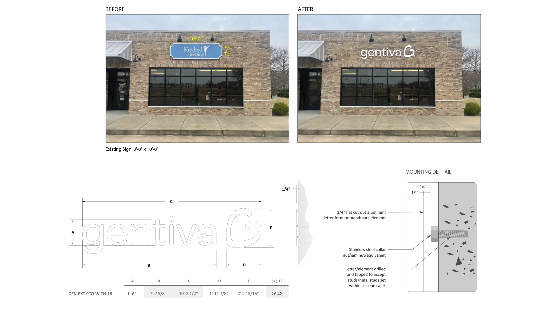 Gallery - Complete Signage Rebranding for Gentiva Hospice (Formerly Kindred Hospice)